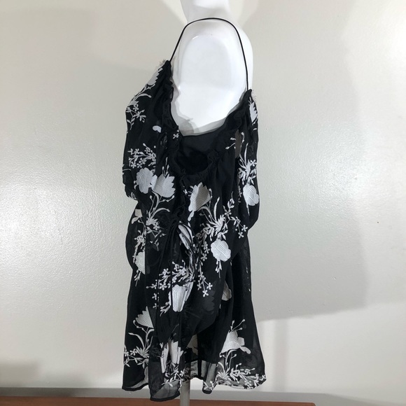 Alice + Olivia Holden Cold Shoulder Embroidered Chiffon Dress Size Medium - Picture 9 of 15